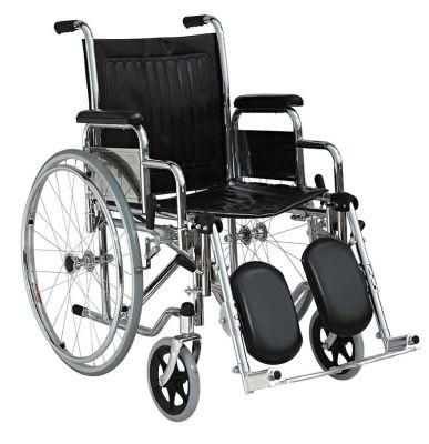 Steel Manual Wheelchair with Detachable Armrest &Footrest