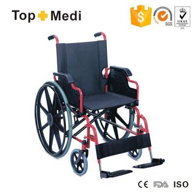 Manual Handicapped Wheelchair with Powder Costing Steel Frame