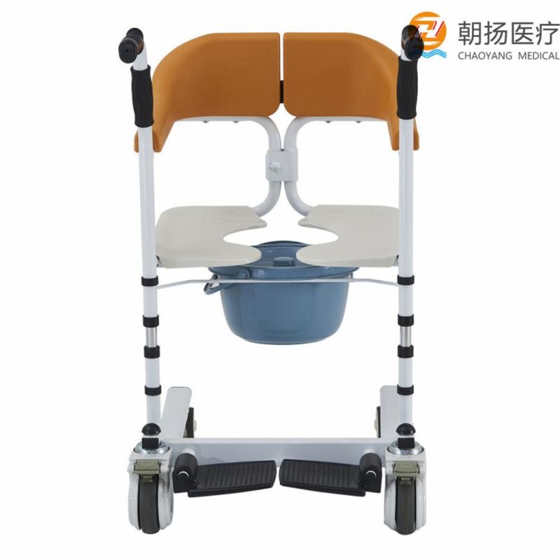 Portable Foldable Patient Lift Transfer Commode Toilet Adjustable Bath Chair