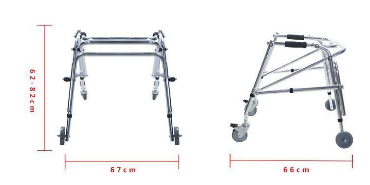 Self Propelled Disabled Orthopedic for Adults Rollator Aluminum Folding Walker with Wheels for Children