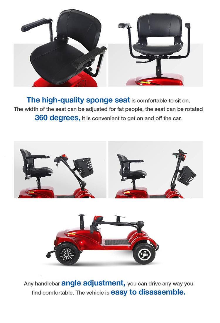 Travel 4 Wheels Elderly Electric Scooter Disabled Folding Mobility Scooter for Seniors