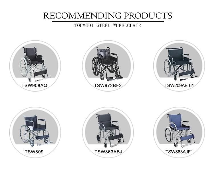 Topmedi Manual Steel Wheelchair Foldable Flip Back Armrest Manual Steel Wheelchair