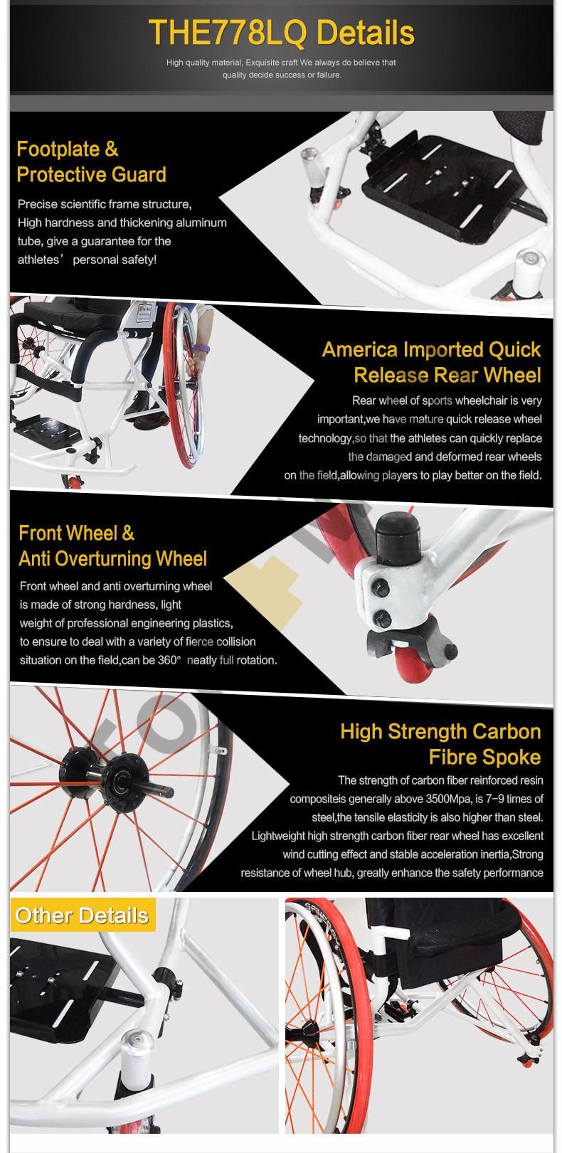 Rehabilitation Therapy Supplier Training Aluminum Basketball Active Leisure Sport Wheelchair for Disabled