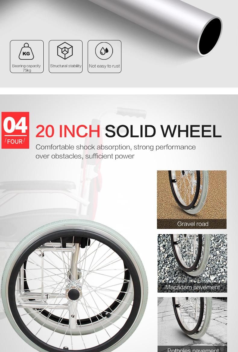 Hanqi Hq863L High Quality Aluminum Manual Wheelchair for Disable or Senior Patient