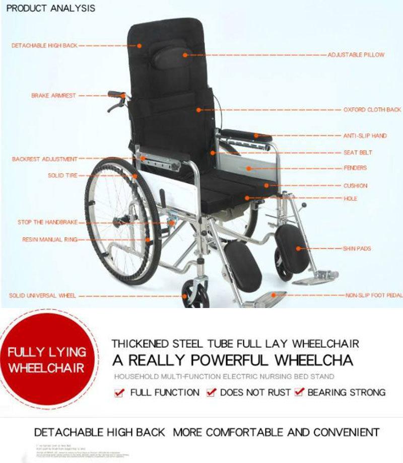 Medical Rehabilitation Equipment Light Manual Wheelchair Portable Folding Hand Pushed Wheelchair for The Disabled