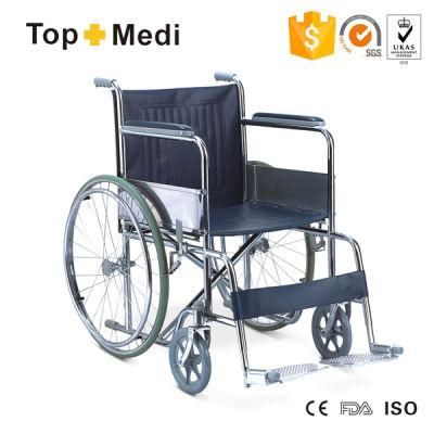 Topmedi Standard Manual Steel Wheelchair for Disabled