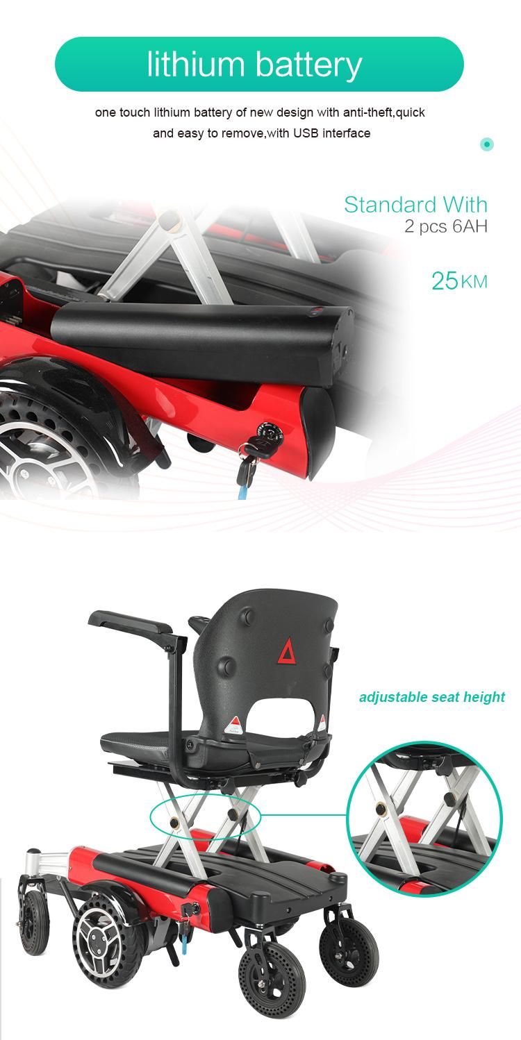 360-Degree in-Situ Rotating Remote Control Folding up and Down Electric Wheelchair