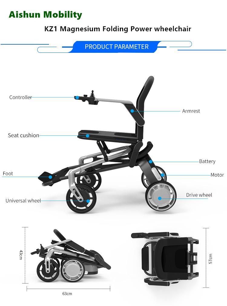 180W Brushless Motor Electric Folding Portable Wheelchair