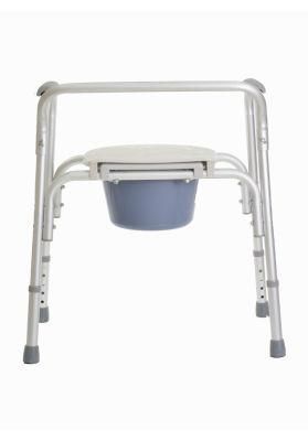 Folding Powder Coated Moving Patient in Toilet Chair for Elderly