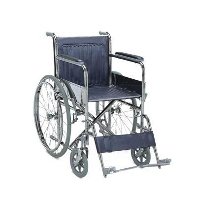 Medical Folding Chromed Manual Wheelchair with Swing Away Footrest