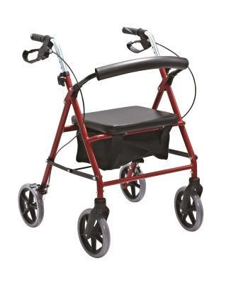 Folding Walker Frame Light Weight Rollator 8&quot; Wheel Manual Outdoor for Elderly Home Care Aluminum Mobility Shopping Wheelchair