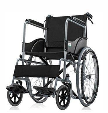 CE Disabled Medical Device Travel Manual Folding Black Coated Wheelchair