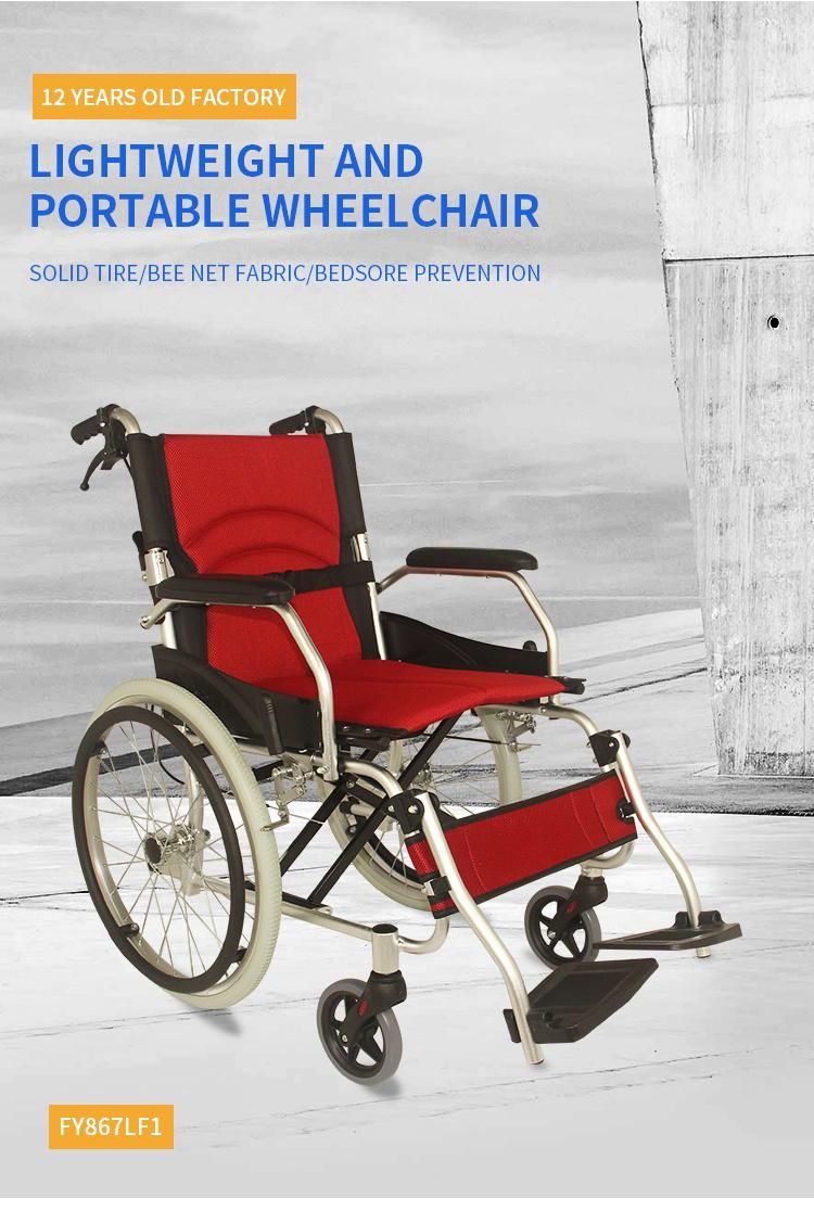 Convenient Lightweight Manual Handicapped Aluminum Wheelchair for Disabled People