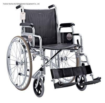 Hot Sale Elderly Chair Detachable Armrest and Footrest Steel Frame Wheelchair for Elderly Manual