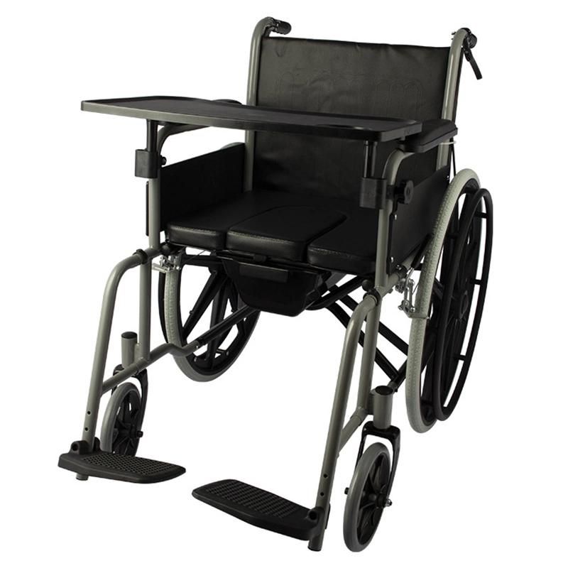 Wheelchair Commode Chair Dual Purpose Easy Disassembly Easy to Clean Foldable and Non-Slip Manual Wheelchair Folding Wheelchair