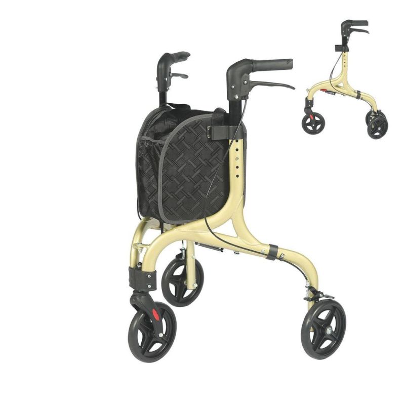 Adults Walker Double Folding Aluminium Rollator, Upright Walker for Adults