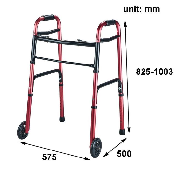 Rollator Walker Adult Double Button Alunminum Walker with 5" Wheels