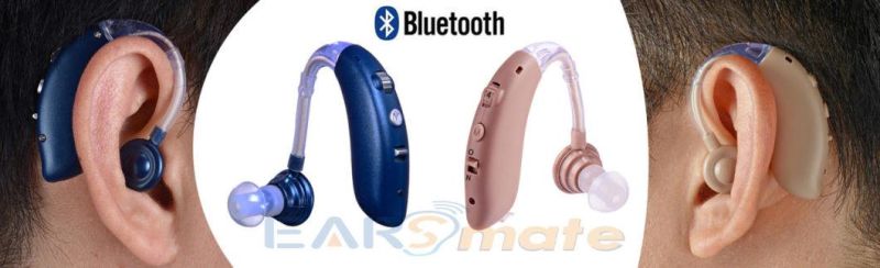 Rechargeable Hearing Aid Wearing on Ear