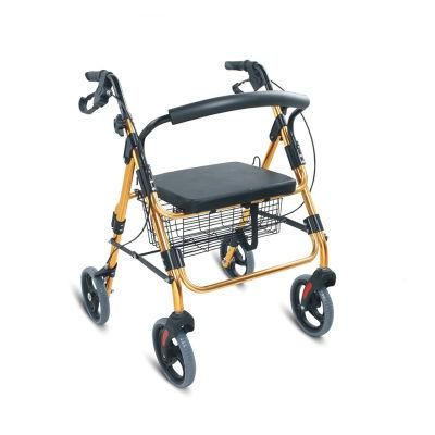 High End Aluminum 40cm Seat Width Stand up Walking Foldable Walker Rollator