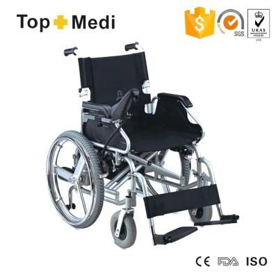 Topmedi Foldable Drop Back Steel Electric Wheelchair with Drive Wheel