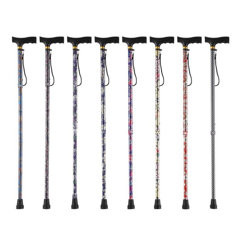 Antiskid Adjustable Height Colorful Elderly People Outdoor Easy Carry Crutch Aluminum PVC Hand Grip Walking Stick Home Care Rehabilitation Products