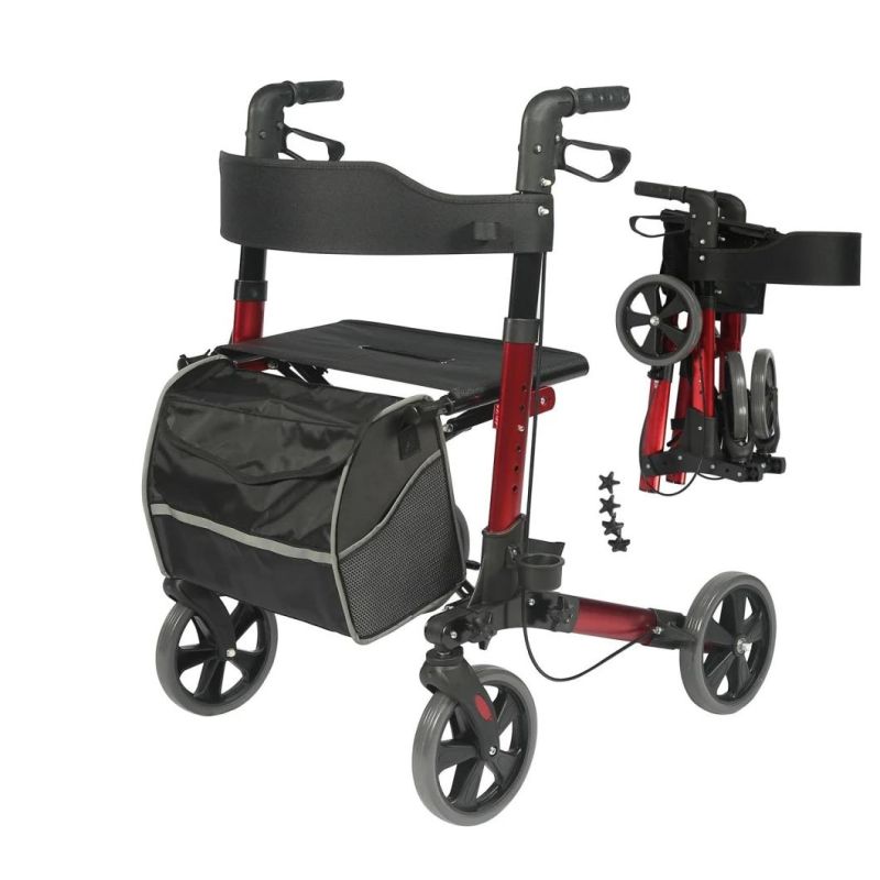 Lightweight Medical Walker Rollator with Seat and Brakes