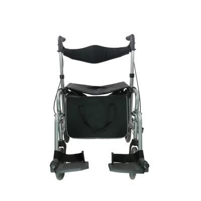 Medical Foldable Transport Rollator and Walking Aid with Footrests for Disabled Fy5025c