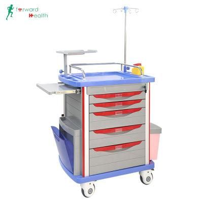 China Leading Brand Manufacturer of Emergency Crash Cart Specification with Drawers Lockers Brake Castors