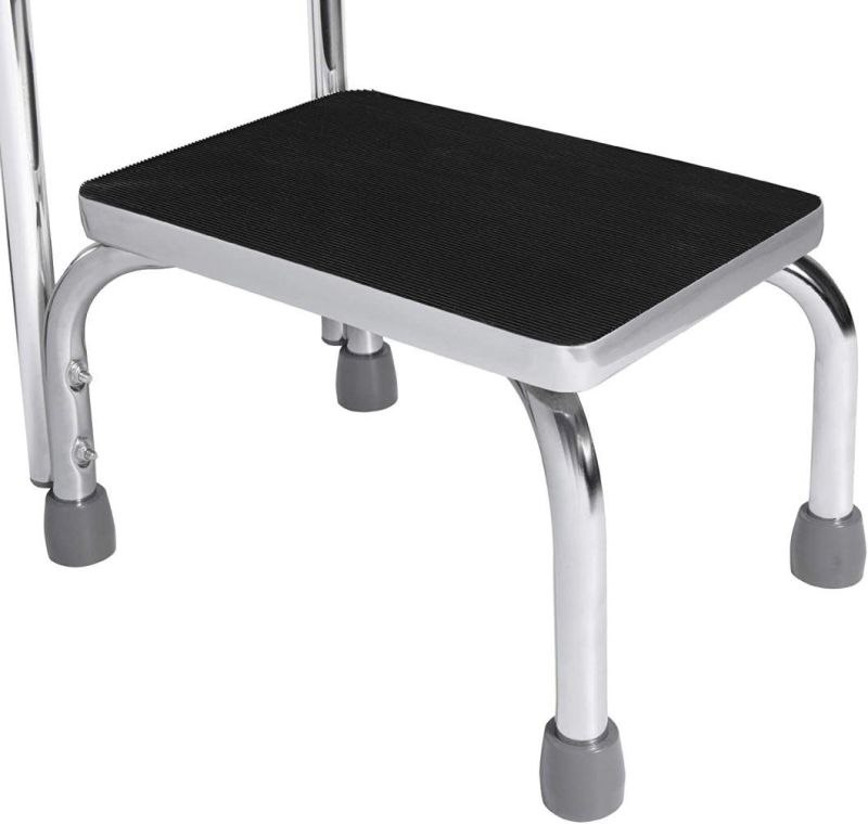 Commode Chair - Step Stool with Handle for Adults and Seniors, Heavy Duty Metal Stepping Stool for High Beds, Portable Foot Step Stool for Elderly