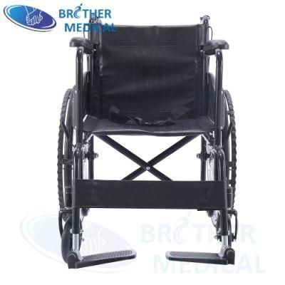 Portable Folding Medical for Disability Manual Steel Frame Wheelchair