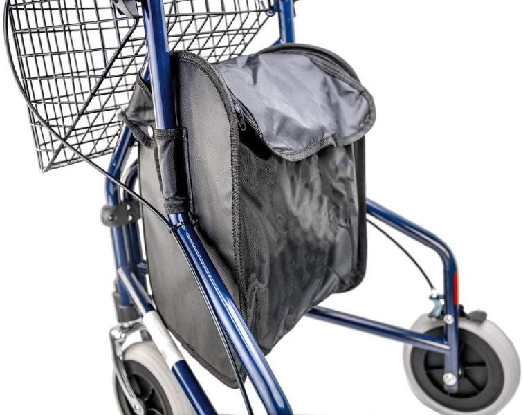 Rollator - Steel Frame Foldable 3 Wheel Walker, Carry-on Bag and Lockable Brakes Disabled Scooter