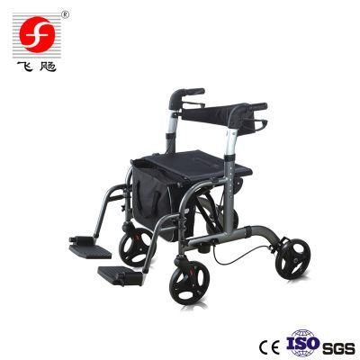 Adjustable European Design Lightweight Old People Drive Medical 4 Wheel Walker Rollator with Footrest for The Elderly
