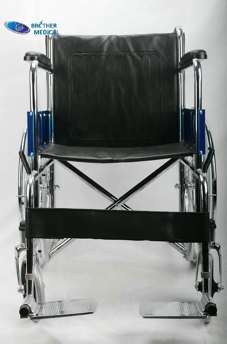 Hospital Chromed Steel Toilet Commode Chair Wheelchair with ISO 13485 Approved