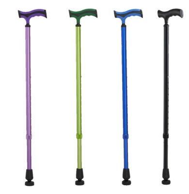 Fashion Color Antiskid Rotatable Footpad Single Aluminum Walking Stick Cane Adjustable Height Lightweight for Elderly Disabled People