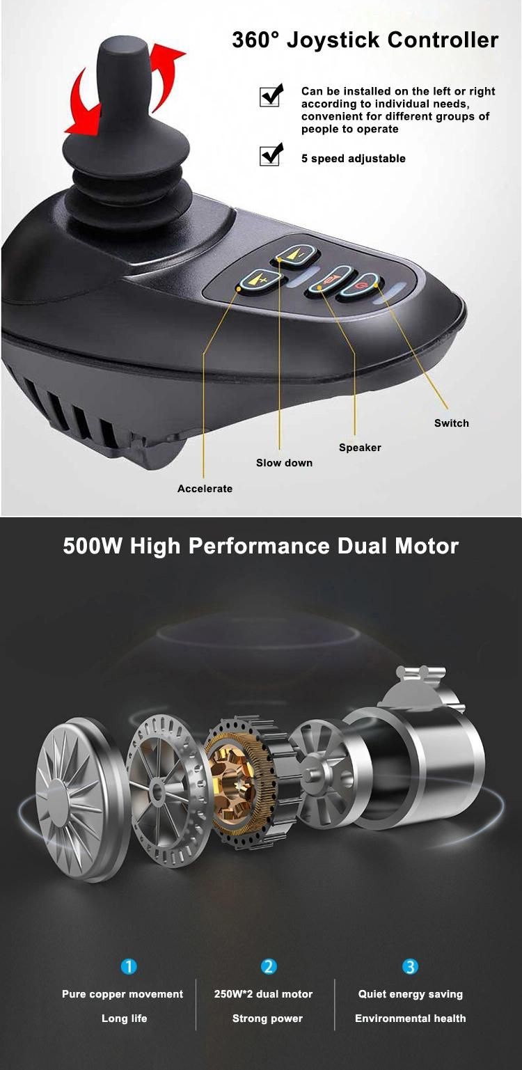 Hot Sale Customized Aluminium Alloy Price Motor Detachable Leather Bariatric Medical Equipment Electric Wheelchair