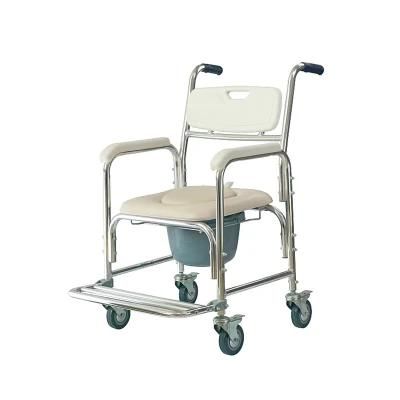 Folding Commode Chair with Bedpan Wheelchair Rehabilitation Therapy Supplies Outdoor Homecare Hospital