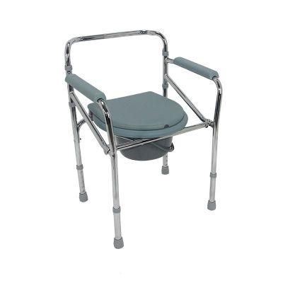 Folding Adjustable Steel Toilet Chair Potty Chair Commode Chair with Bucket