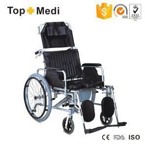 Topmedi Aluminum Reclining Manual Commode Wheelchair Tcm654lgcu