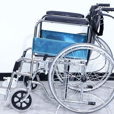 China Factory Cheapest Price Nylon Cloth Black Color Steel Frame Manual Wheelchair