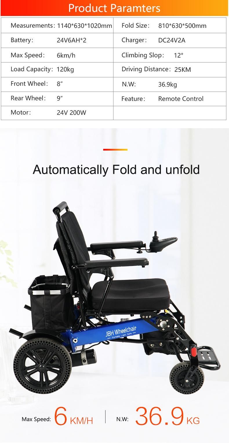 Jbh Hot Selling Comfortable Seating Electric Power Wheelchair with Lithium Battery