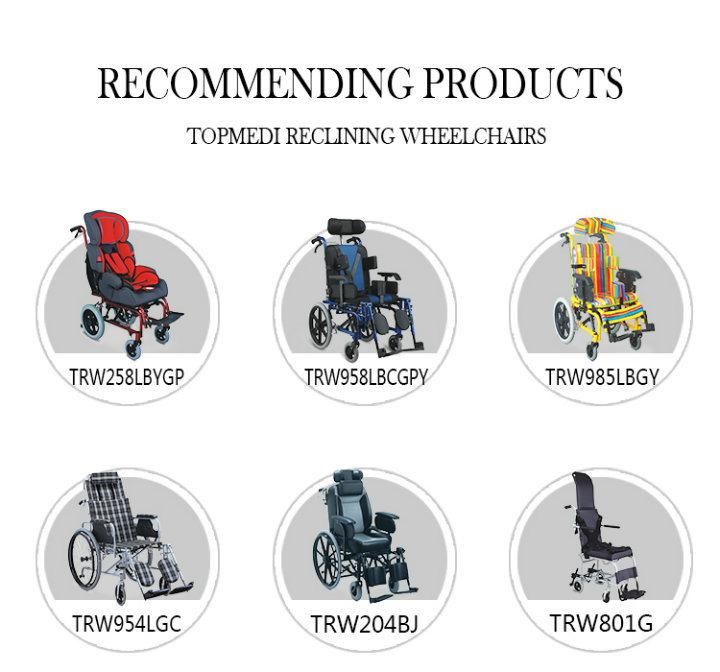 China Topmedi Cerebral Palsy Kids Folding Reclining Manual Wheelchair for Children