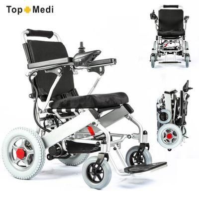 Light Weight Electric Wheelchair Two Step Quick Folding Aluminum Chair Frame with Electromagnetic Brake