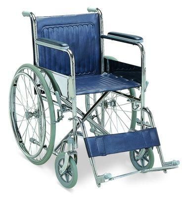Lightweight Steel Manual Foldable Hospital Transport Wheelchair for Patient