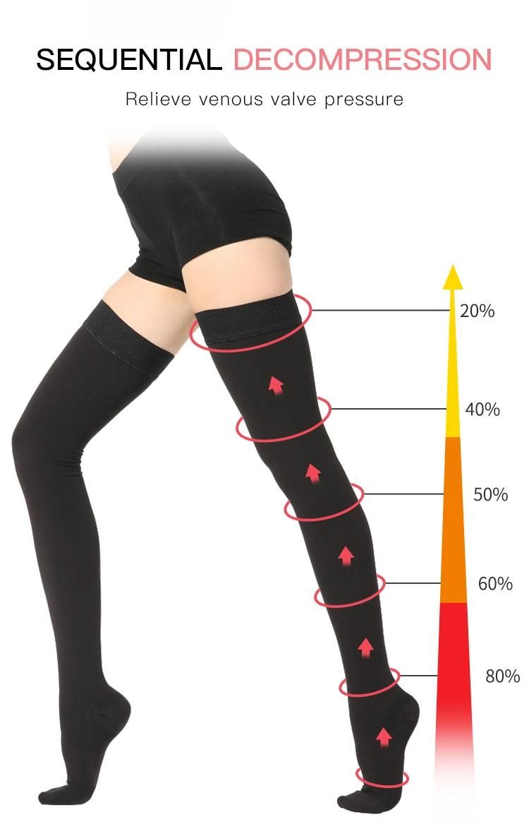 High Quality Anti-Slip Thigh High Wrap Toe 23-32mmhg Compression Medical Socks