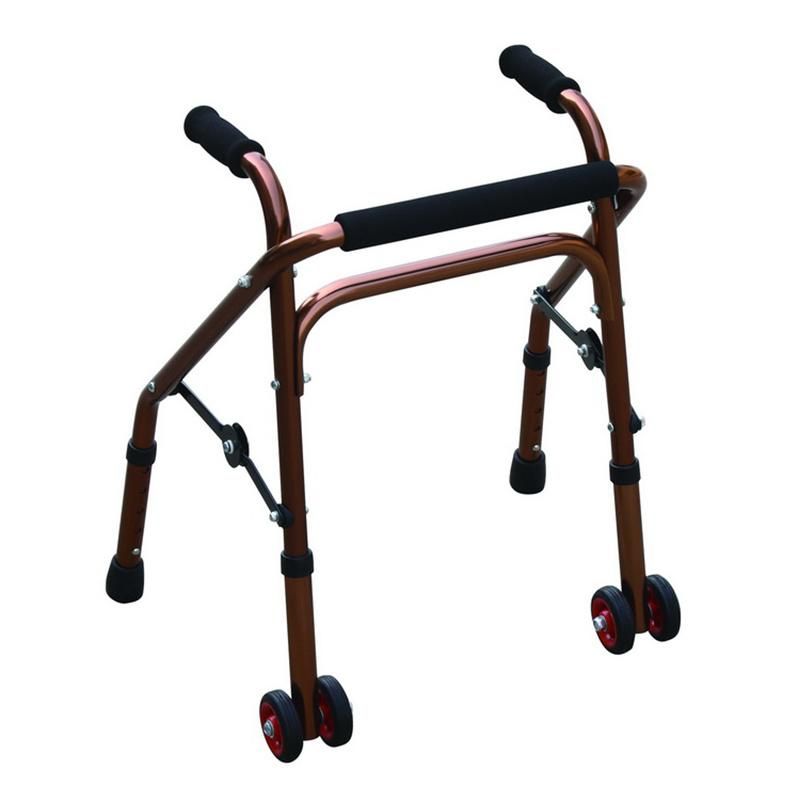 Non-Slip Hand Grip and Non-Slip Foot Pad Steel Elder or Disabled People Outdoor Folding Walker Frame 2 Wheels Safety Light Weight Walking Assistance