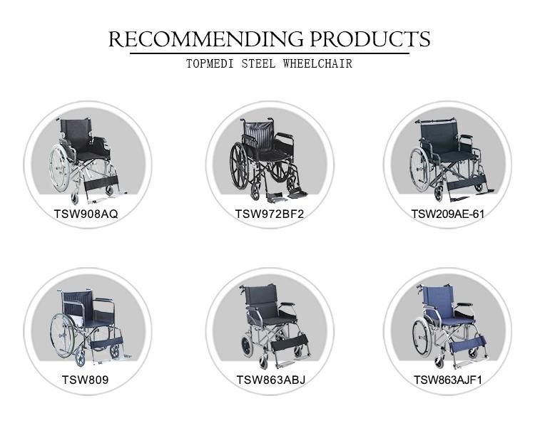 Topmedi Economic Standard Basic Manual Wheelchair Chromed Steel Frame Foldable