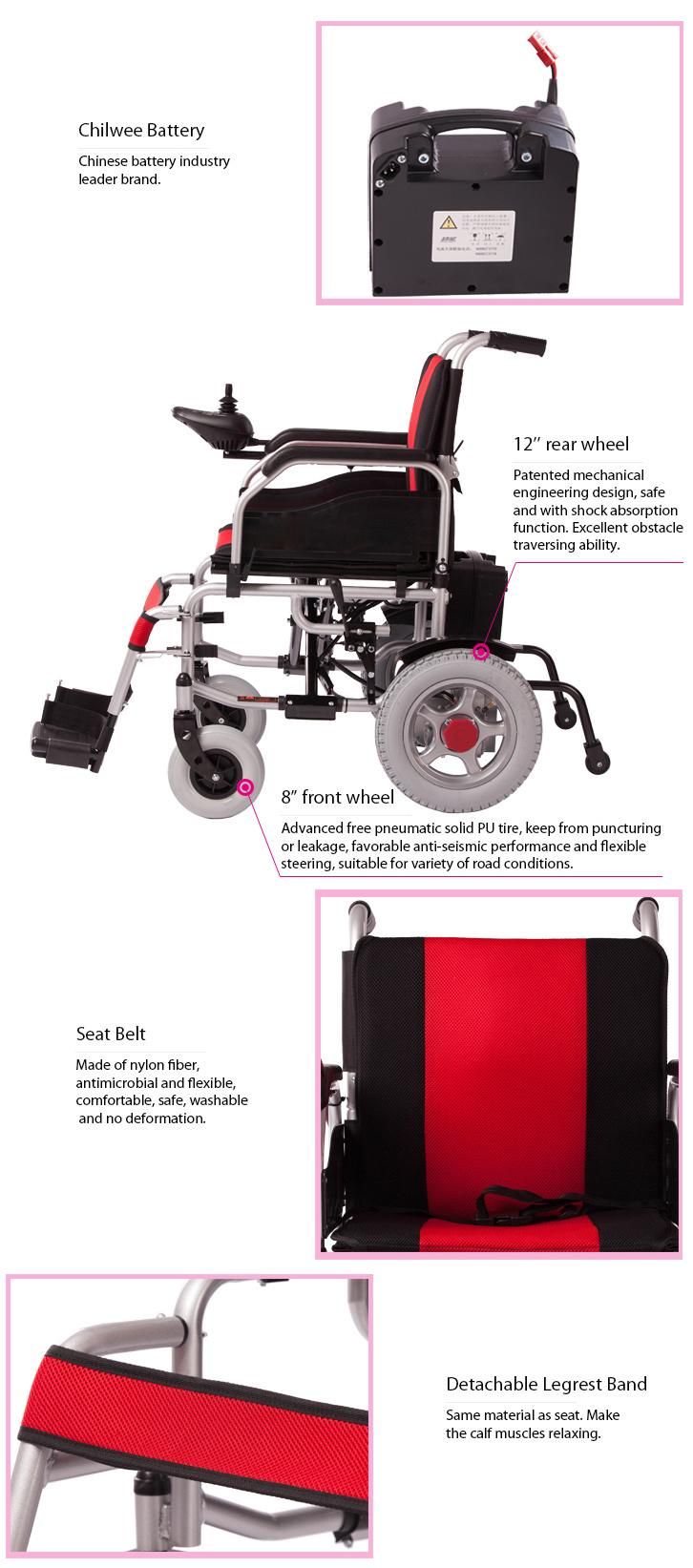 Rehabilitation Therapy Medical Equipment Detachable Battery Folding Power Electric Wheelchair