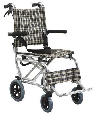 Easy Carry Lightweight Transport Travel Wheelchair with Handbrakes, Folding Transport Chair for Adults Has 12 Inch Wheels Can Add Hand Bag