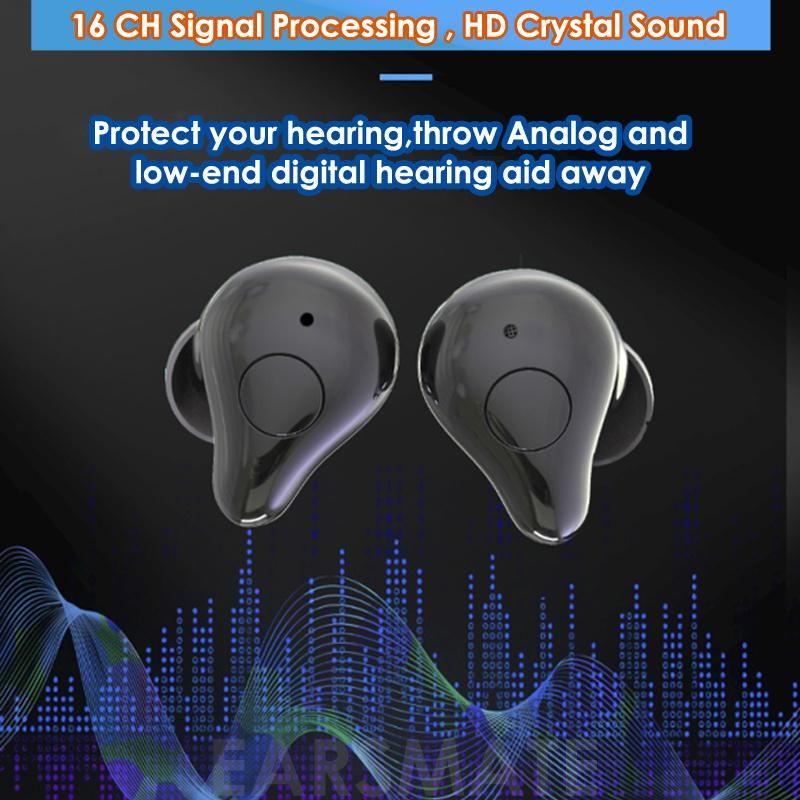 Earsmate E16 Wireless Bluetooth Hearing Aid in-Ear Rechargeable Digital Hearing Aid Deaf Loudspeaker with APP System