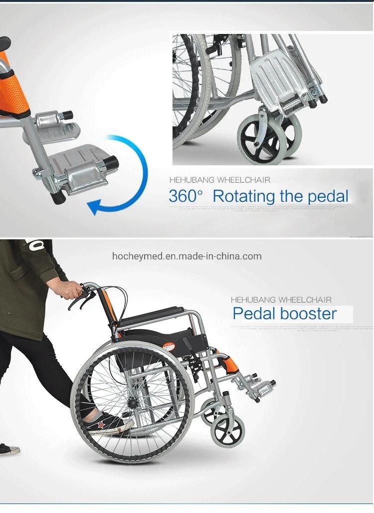 Hochey Medical Hot Sall Lightweight Durable Foldable Manual Wheelchair with Commode for Elderly